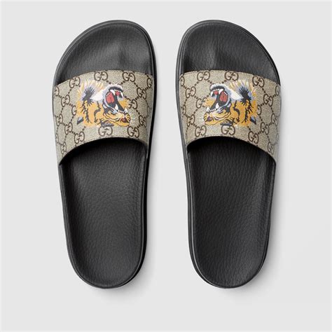 mens gucci tiger slides|gucci tiger slip on goat.